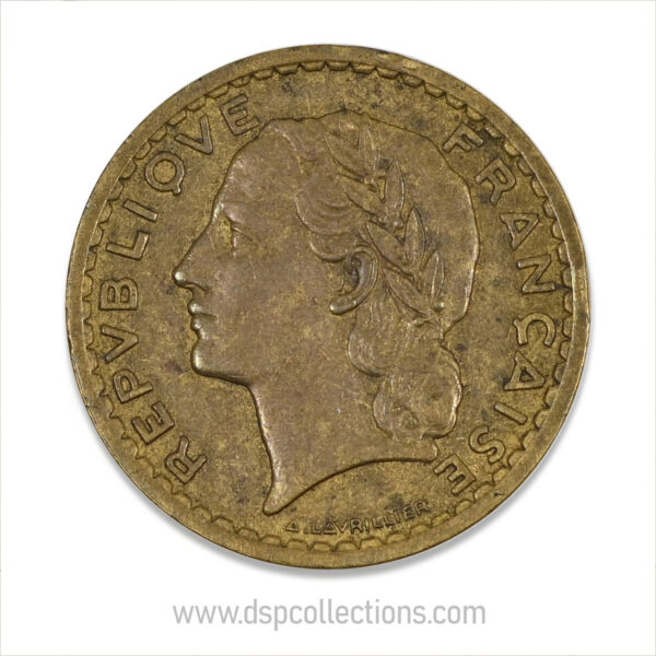 FRANCE, pièce de 5 Francs 1946, Lavrillier Bronze-Aluminium – Image 2