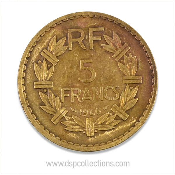 FRANCE, pièce de 5 Francs 1946, Lavrillier Bronze-Aluminium