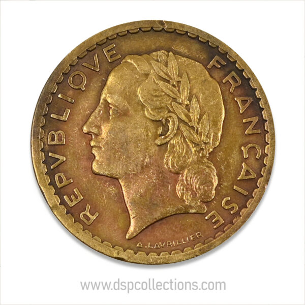 FRANCE, pièce de 5 Francs 1946, Lavrillier Bronze-Aluminium – Image 2