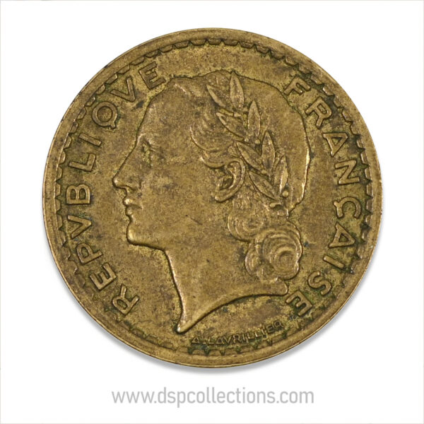 FRANCE, pièce de 5 Francs 1946, Lavrillier Bronze-Aluminium – Image 2