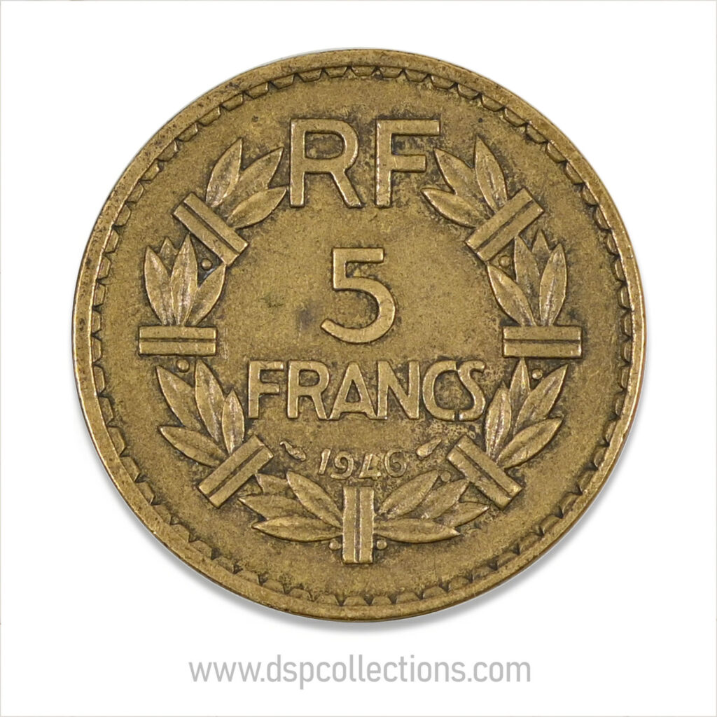 FRANCE, pièce de 5 Francs 1946, Lavrillier Bronze-Aluminium