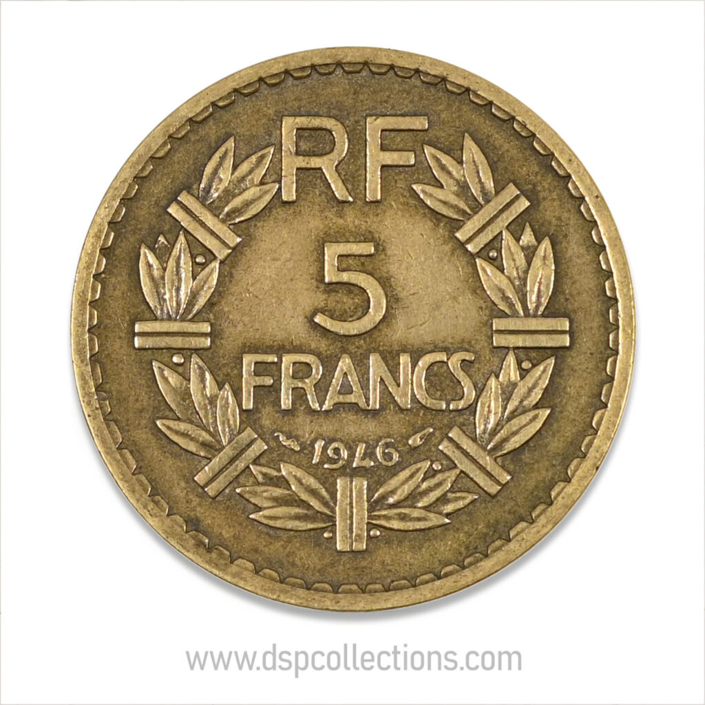 FRANCE, pièce de 5 Francs 1946, Lavrillier Bronze-Aluminium