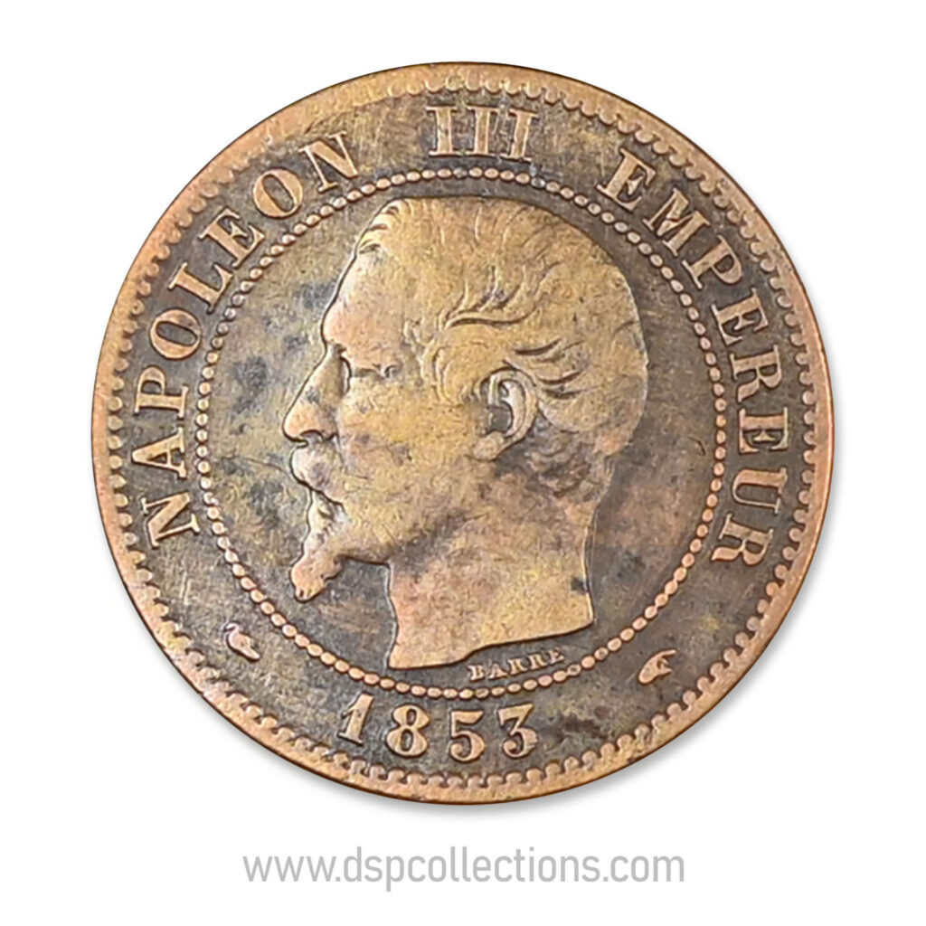 FRANCE, pièce de 2 Centimes Napoléon III, 1853 A / Paris