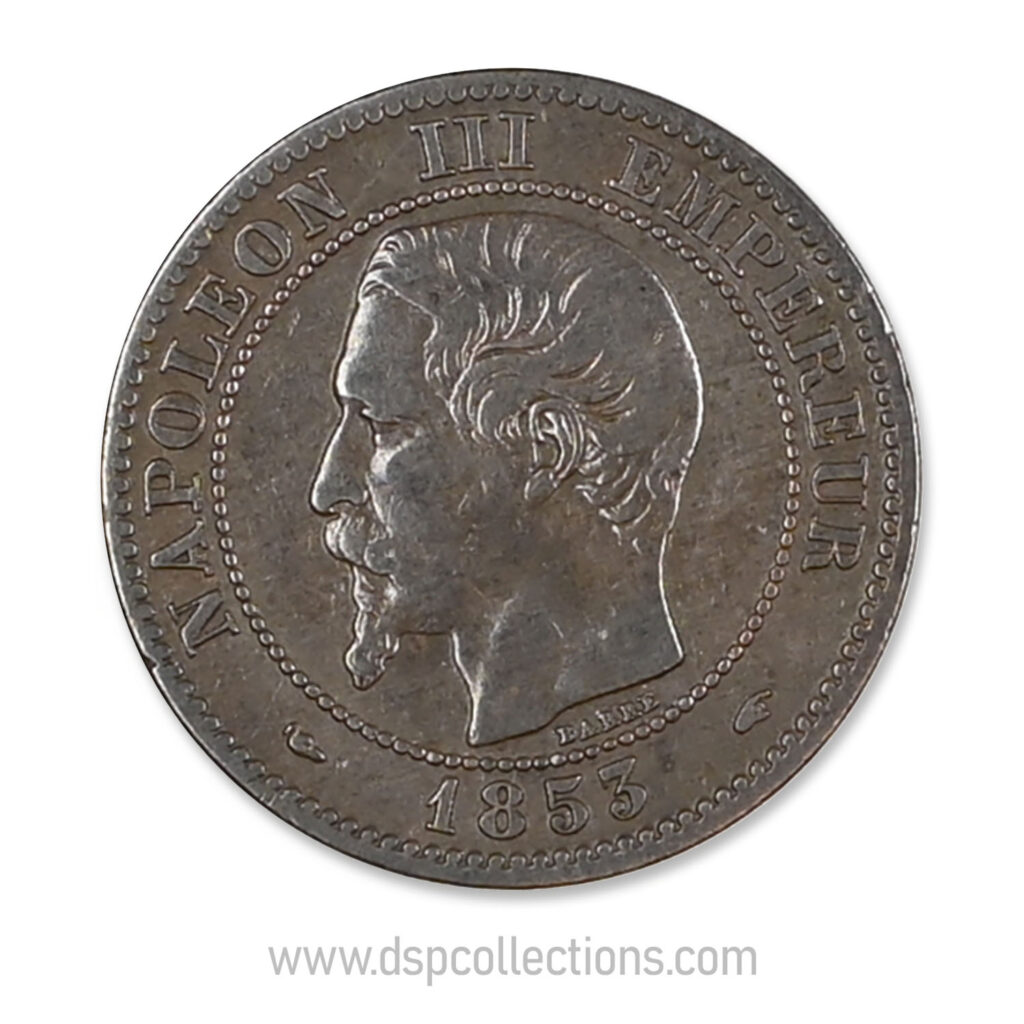 FRANCE, pièce de 2 Centimes Napoléon III, 1853 A / Paris