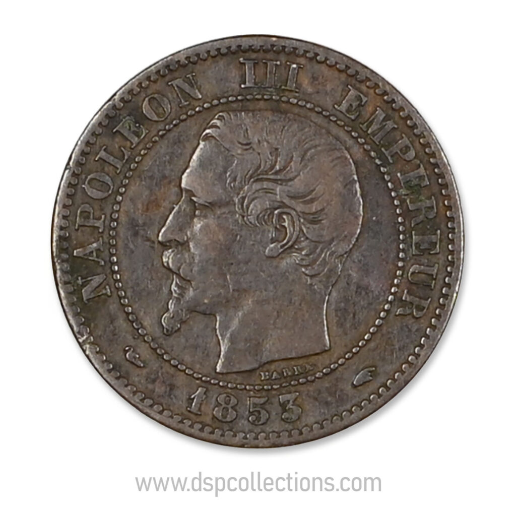 FRANCE, pièce de 2 Centimes Napoléon III, 1853 A / Paris