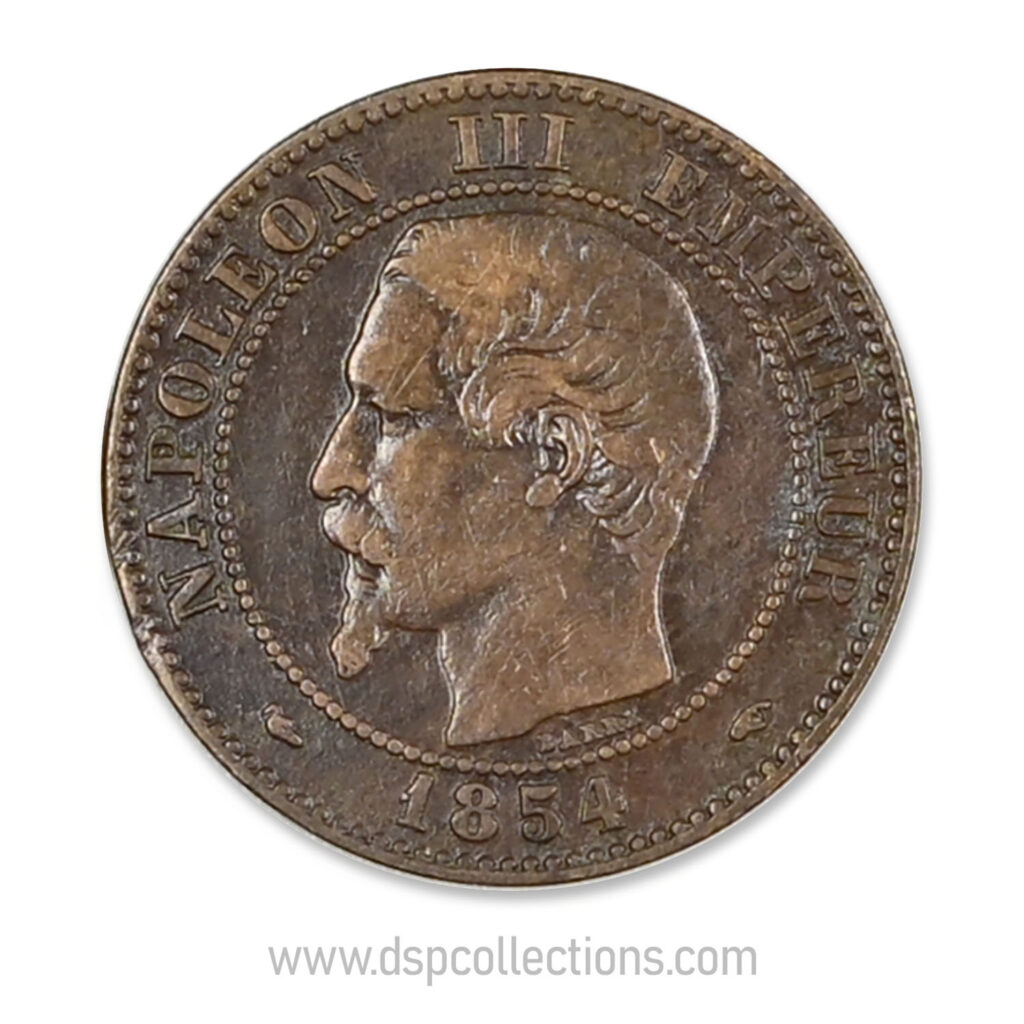 FRANCE, pièce de 2 Centimes Napoléon III, 1854 A / Paris