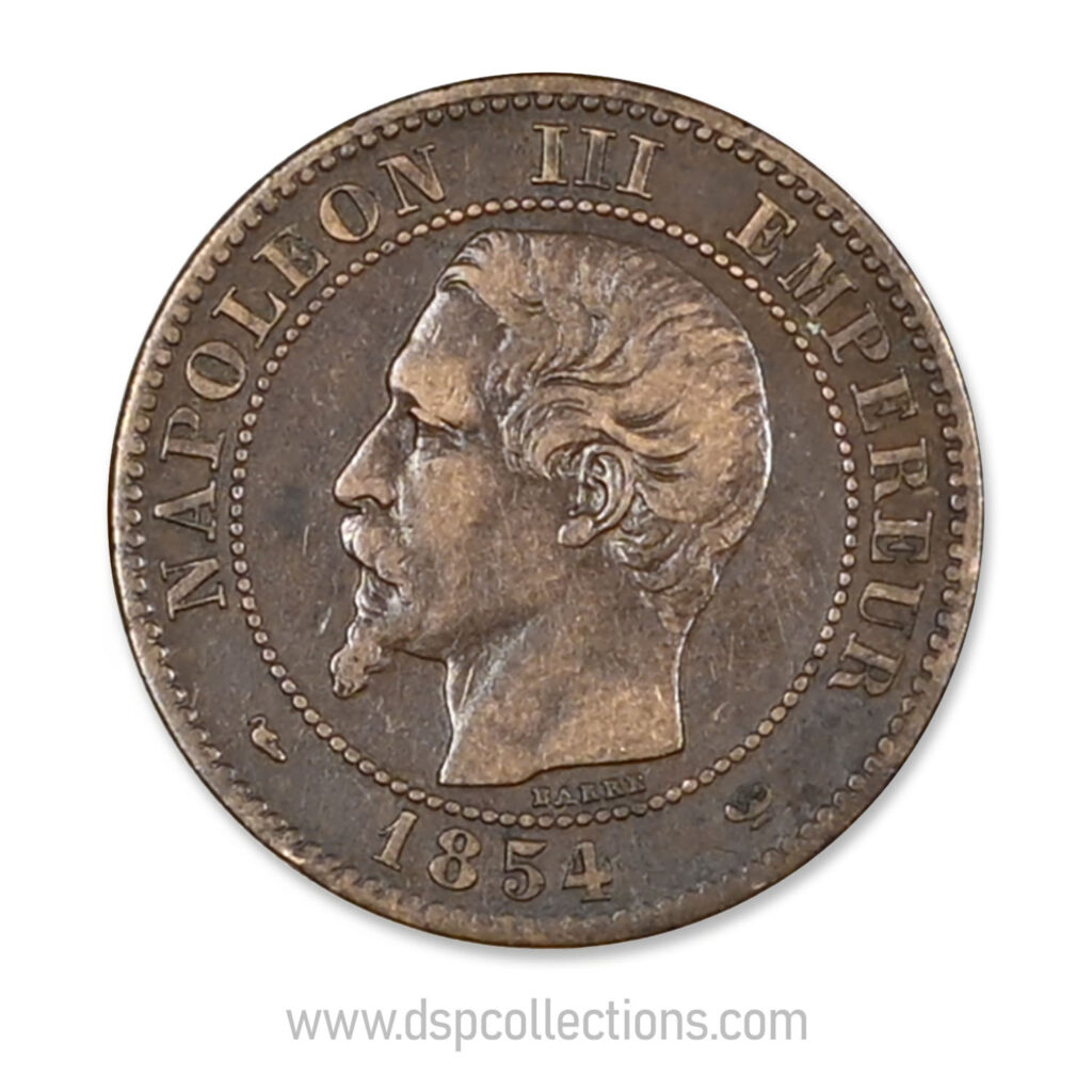 FRANCE, pièce de 2 Centimes Napoléon III, 1854 W / Lille