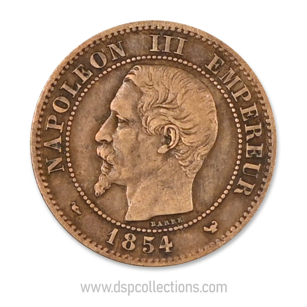 FRANCE, pièce de 2 Centimes Napoléon III, 1854 W / Lille