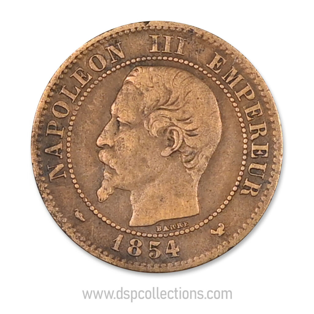 FRANCE, pièce de 2 Centimes Napoléon III, 1854 W / Lille