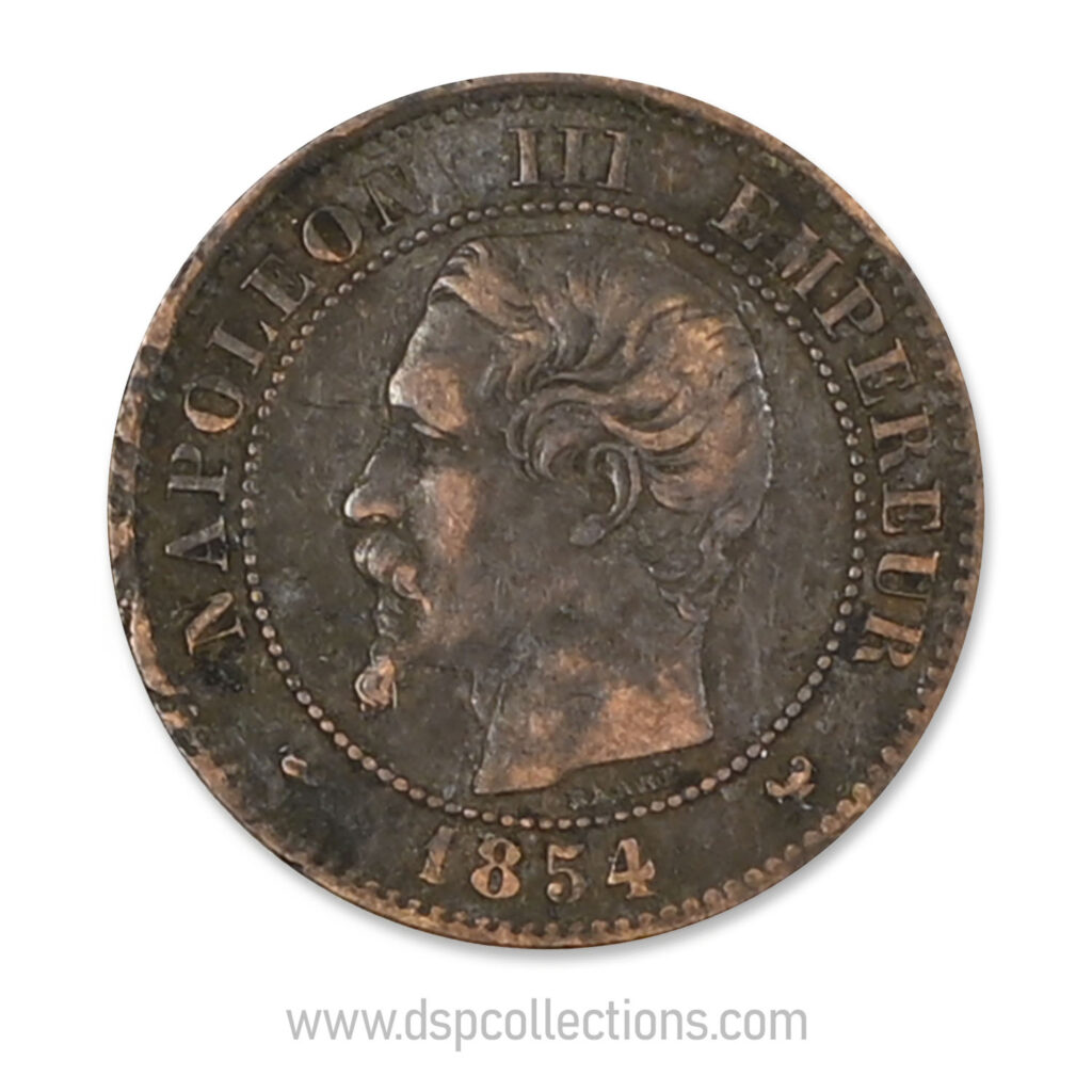 FRANCE, pièce de 2 Centimes Napoléon III, 1854 W / Lille