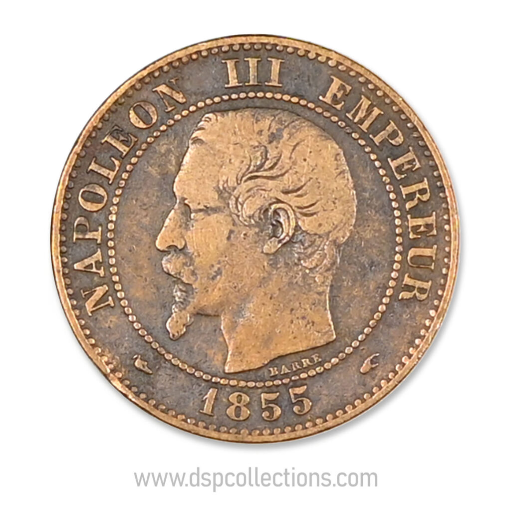 FRANCE, pièce de 2 Centimes Napoléon III, 1855 A / Paris