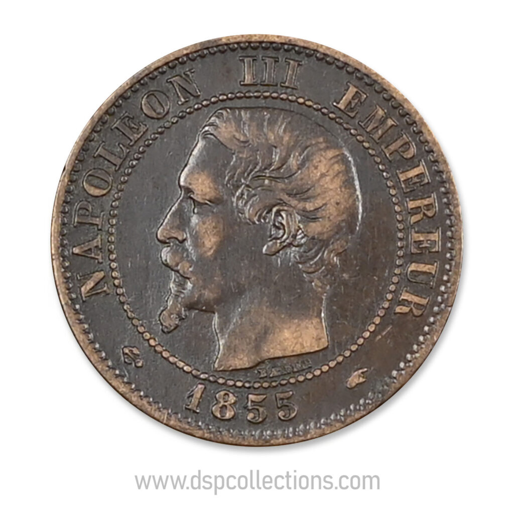 FRANCE, pièce de 2 Centimes Napoléon III, 1855 A / Paris