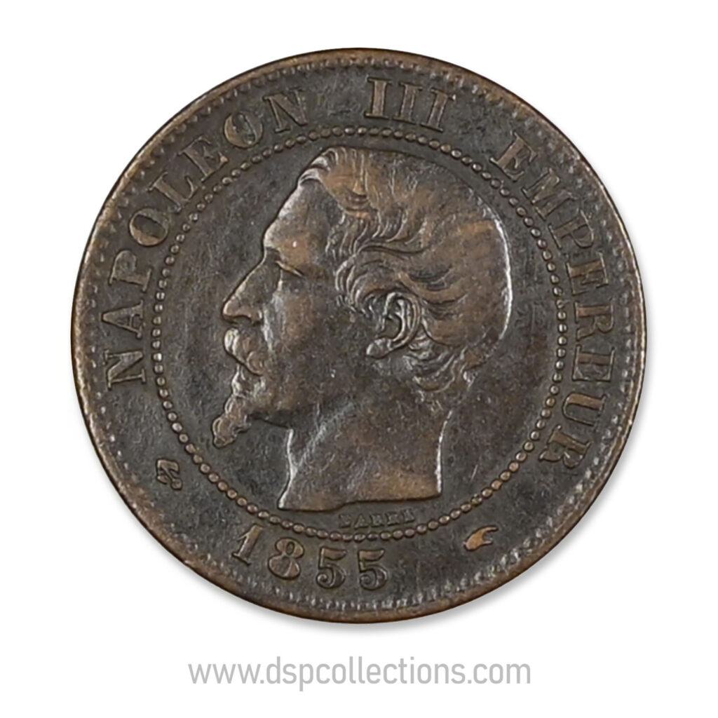 FRANCE, pièce de 2 Centimes Napoléon III, 1855 A / Paris