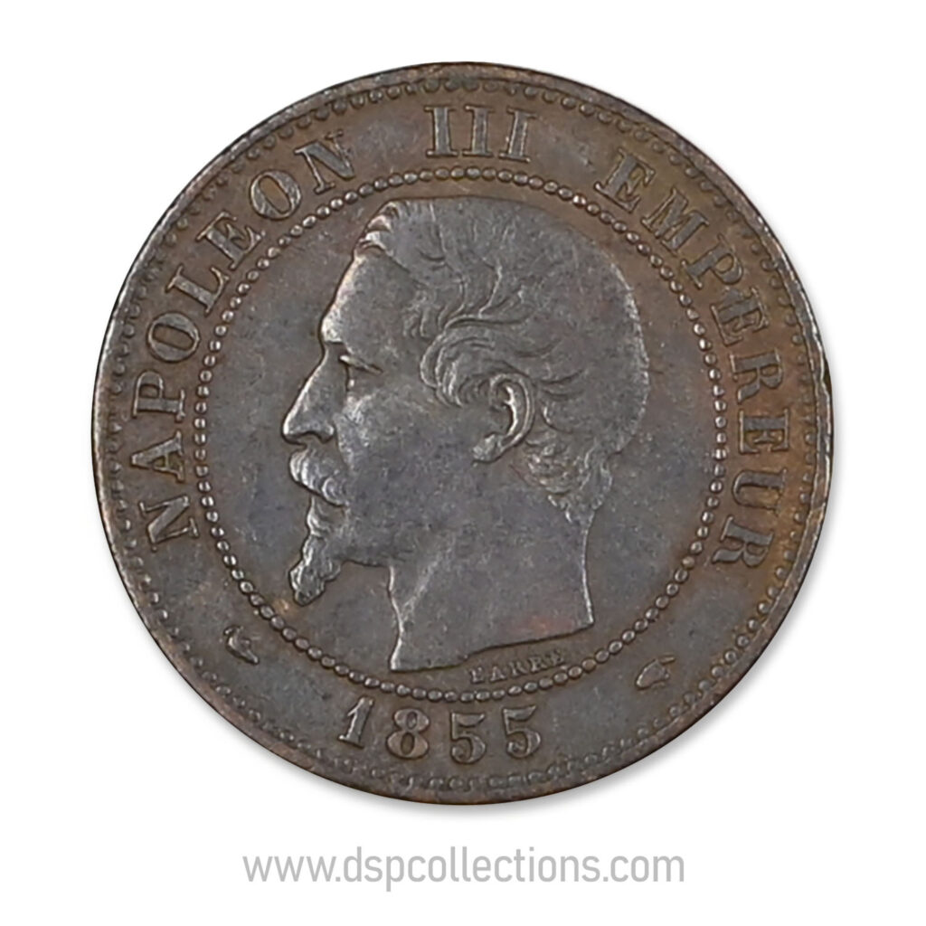 FRANCE, pièce de 2 Centimes Napoléon III, 1855 A / Paris