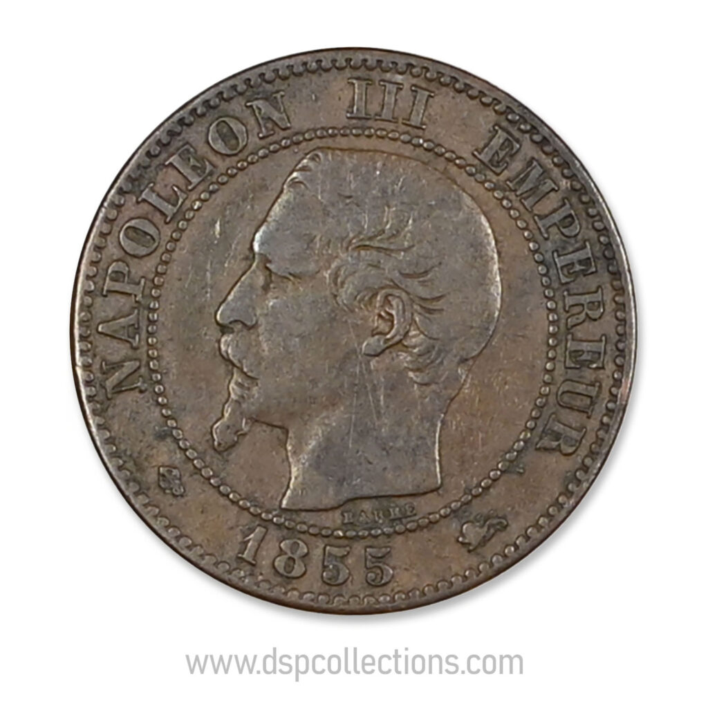 FRANCE, pièce de 2 Centimes Napoléon III, 1855 D / Lyon