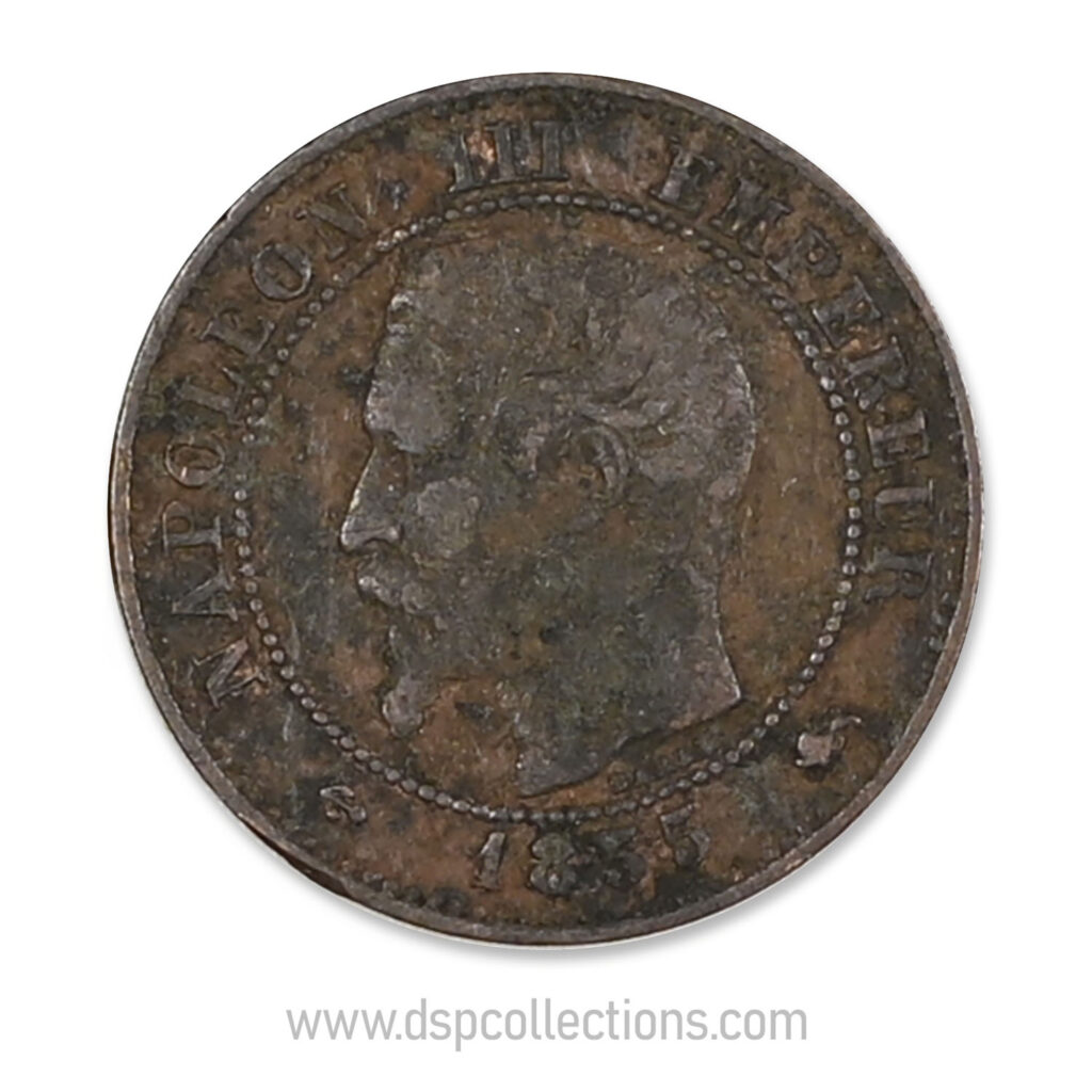 FRANCE, pièce de 2 Centimes Napoléon III, 1855 D / Lyon