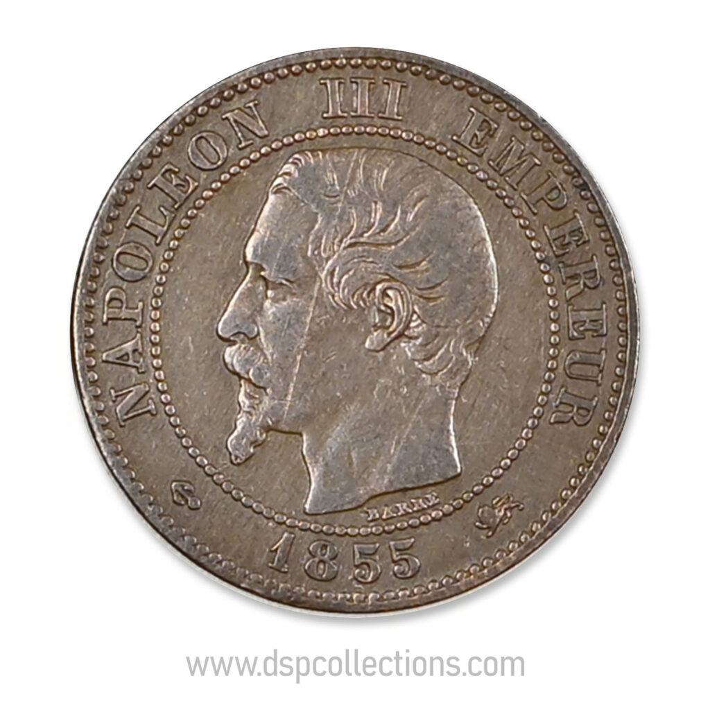 FRANCE, pièce de 2 Centimes Napoléon III, 1855 D / Lyon