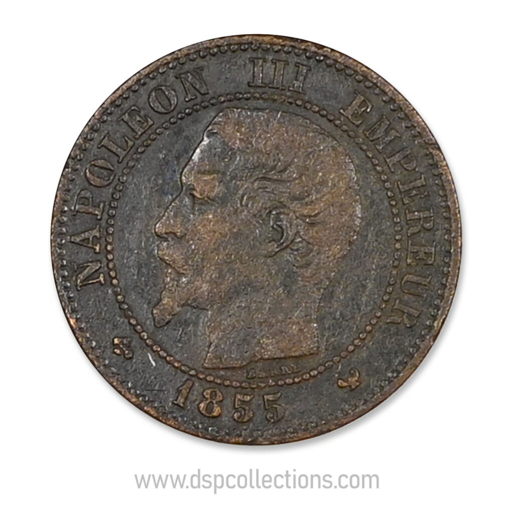 FRANCE, pièce de 2 Centimes Napoléon III, 1855 W / Lille