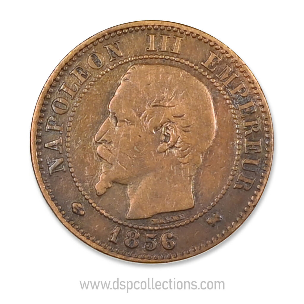 FRANCE, pièce de 2 Centimes Napoléon III, 1856 B / Rouen