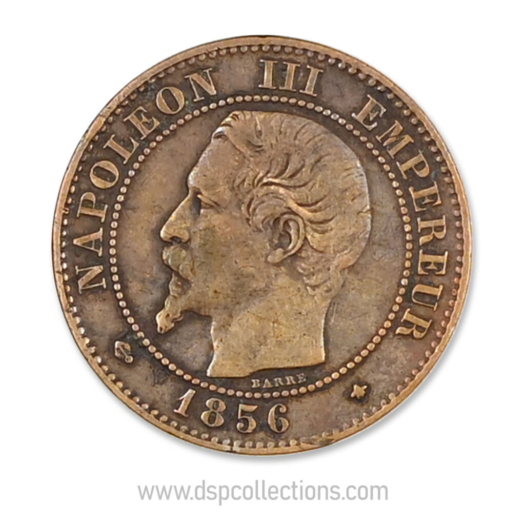 FRANCE, pièce de 2 Centimes Napoléon III, 1856 BB / Strasbourg