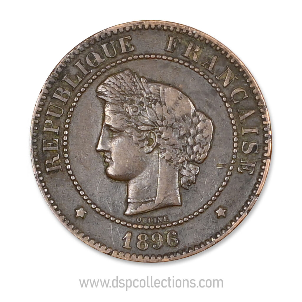 FRANCE, pièce de 5 Centimes Cérès, 1896 A / Paris