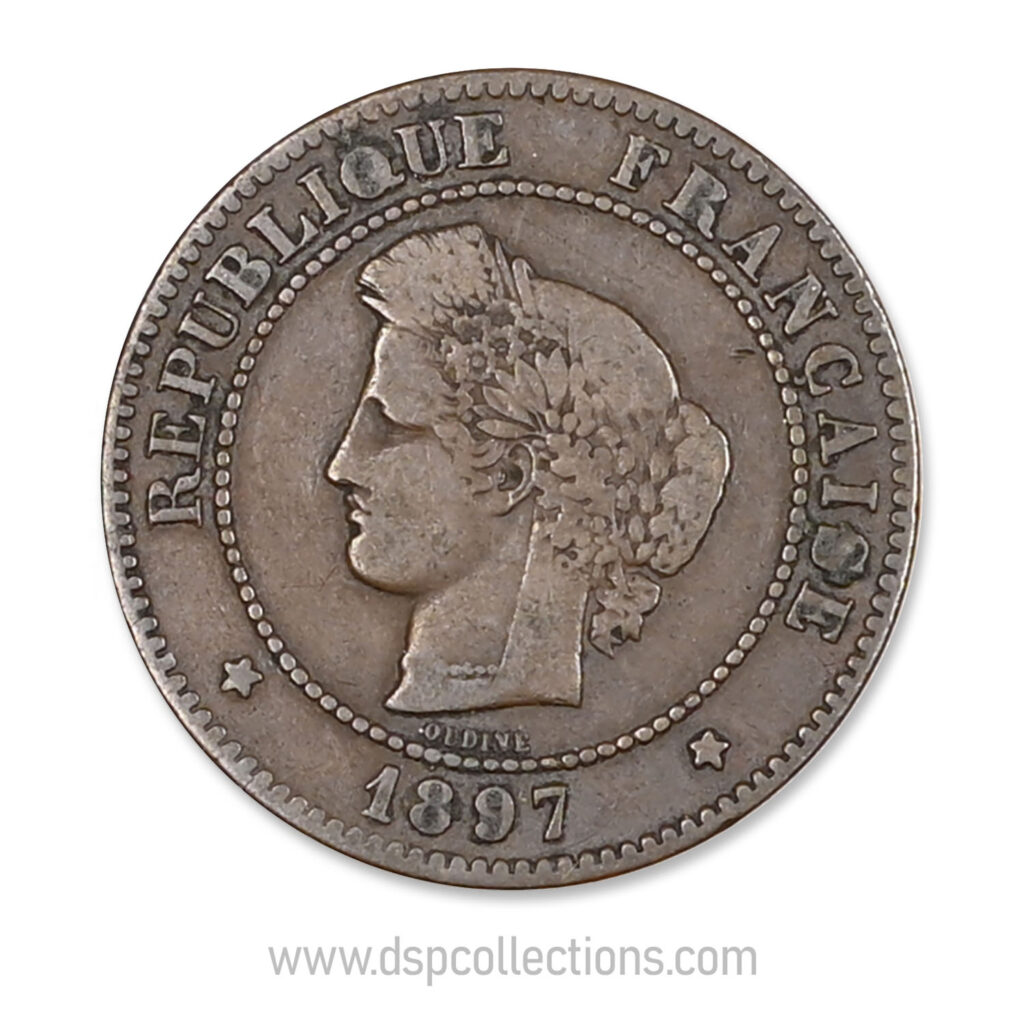 FRANCE, pièce de 5 Centimes Cérès, 1897 A / Paris