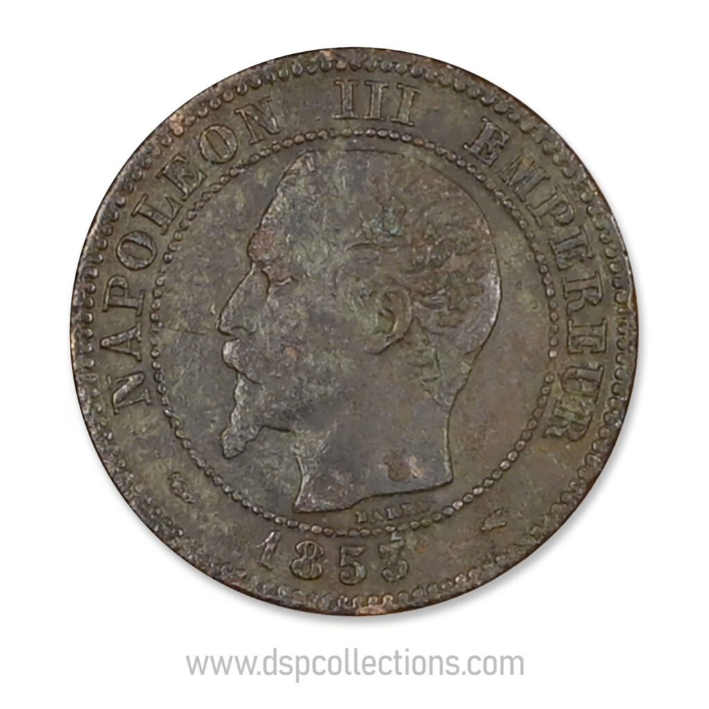 FRANCE, pièce de 2 Centimes Napoléon III, 1853 A / Paris