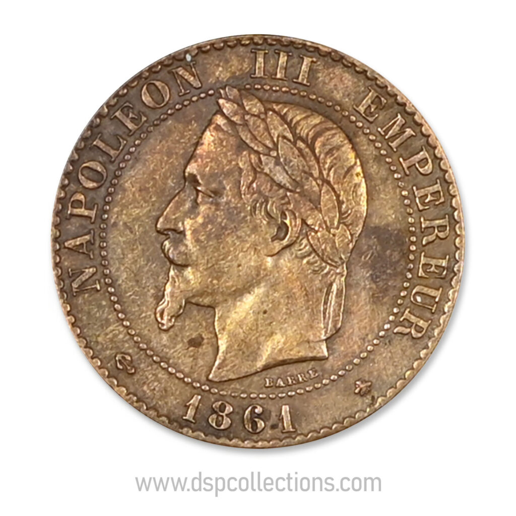 FRANCE, pièce de 2 Centimes Napoléon III, 1861 A / Paris