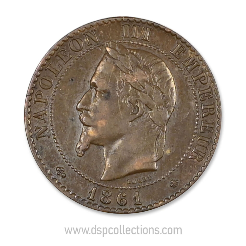 FRANCE, pièce de 2 Centimes Napoléon III, 1861 A / Paris