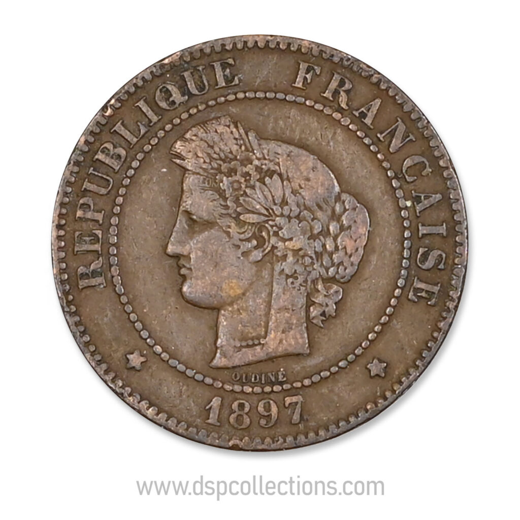 FRANCE, pièce de 5 Centimes Cérès, 1897 A / Paris