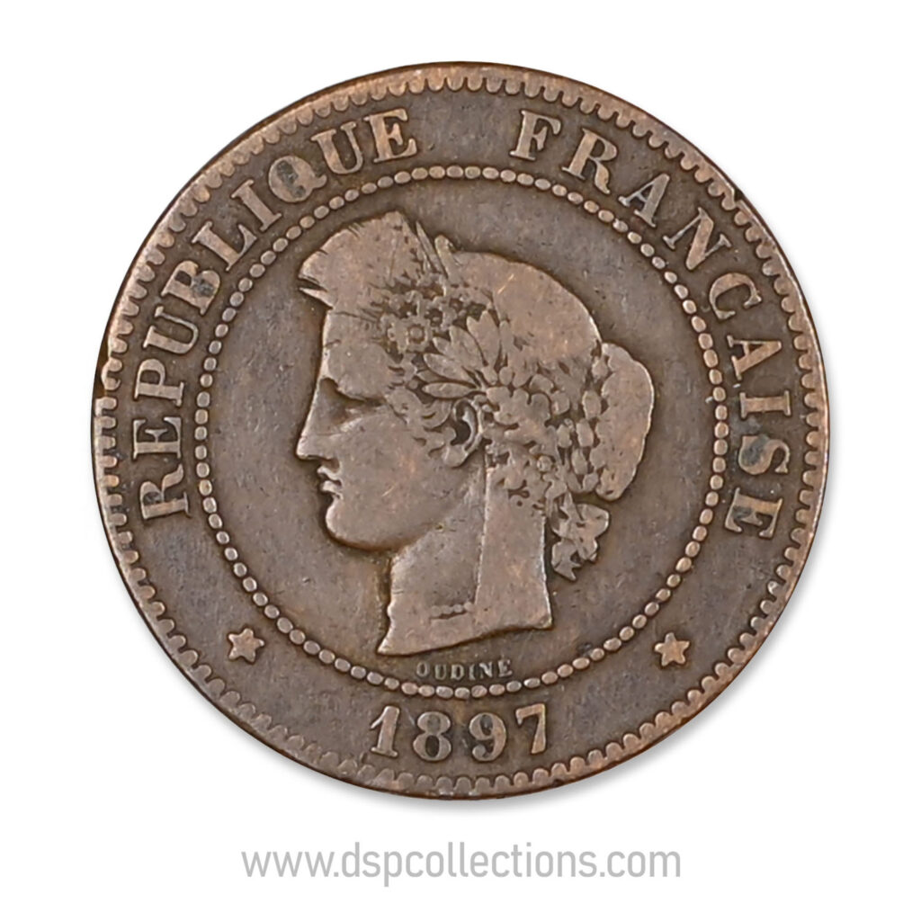 FRANCE, pièce de 5 Centimes Cérès, 1897 A / Paris