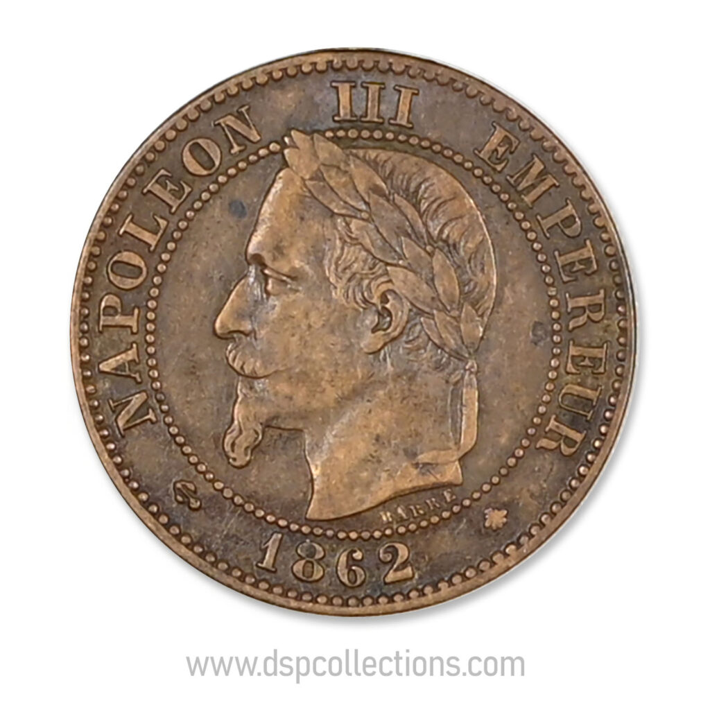 FRANCE, pièce de 2 Centimes Napoléon III, 1862 A / Paris