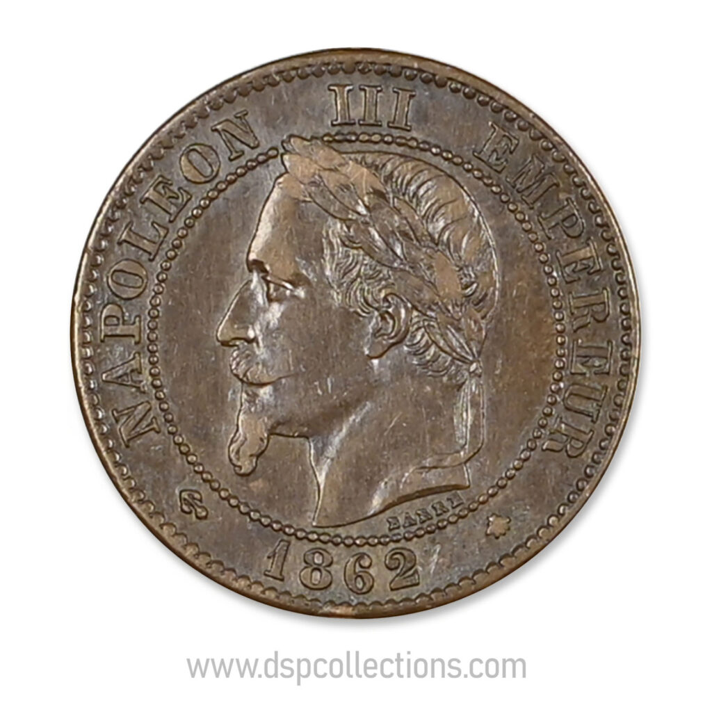 FRANCE, pièce de 2 Centimes Napoléon III, 1862 A / Paris