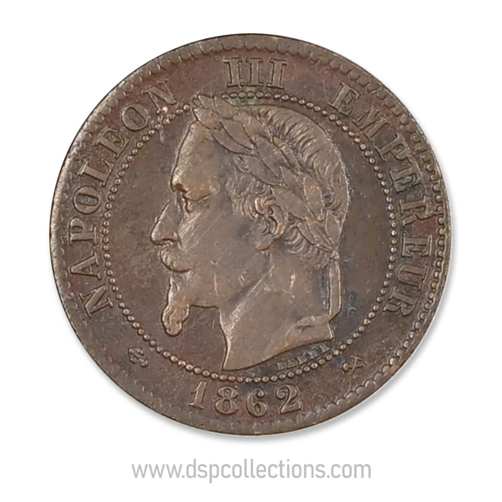 FRANCE, pièce de 2 Centimes Napoléon III, 1862 K / Bordeaux