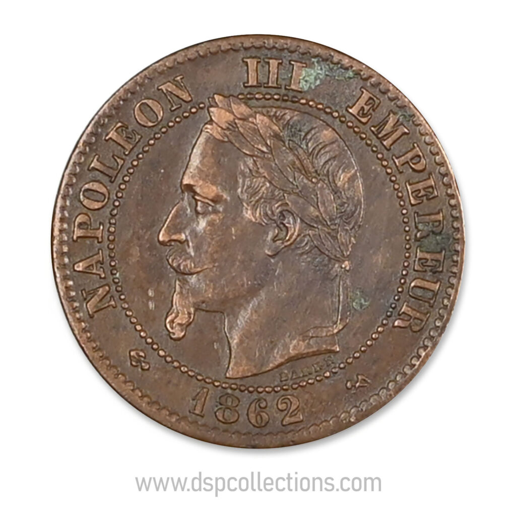 FRANCE, pièce de 2 Centimes Napoléon III, 1862 K / Bordeaux