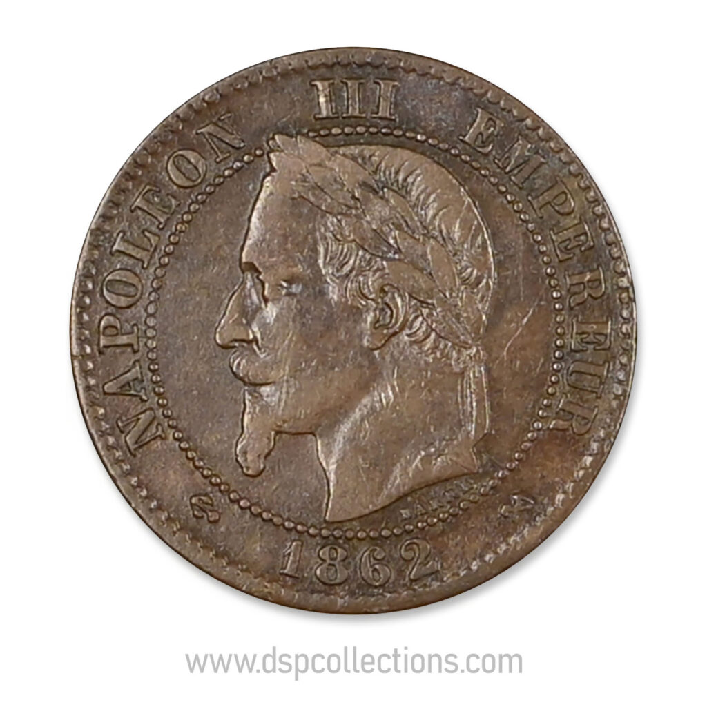 FRANCE, pièce de 2 Centimes Napoléon III, 1862 K / Bordeaux