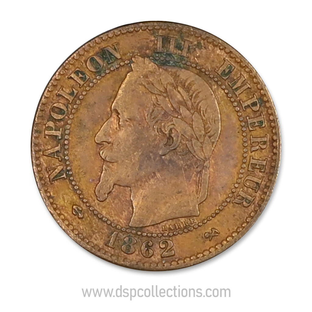 FRANCE, pièce de 2 Centimes Napoléon III, 1862 K / Bordeaux