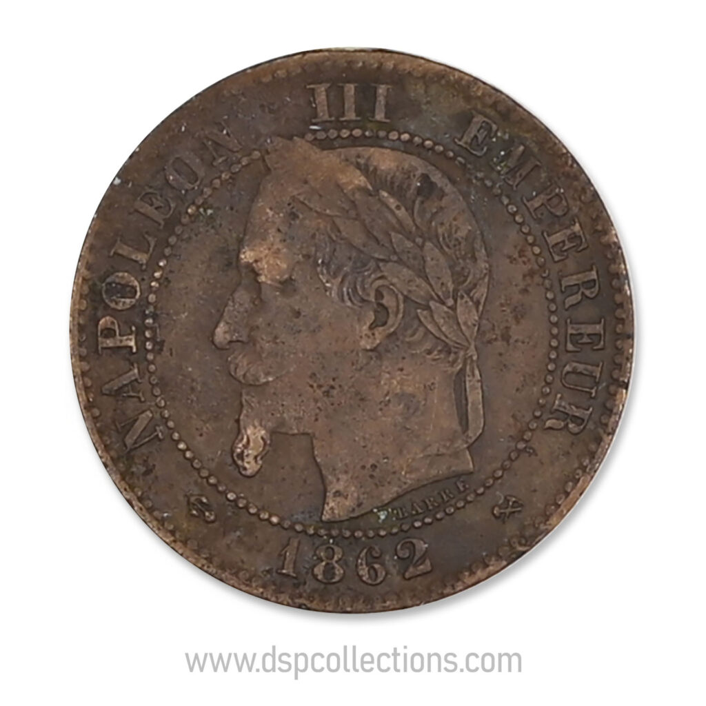 FRANCE, pièce de 2 Centimes Napoléon III, 1862 K / Bordeaux