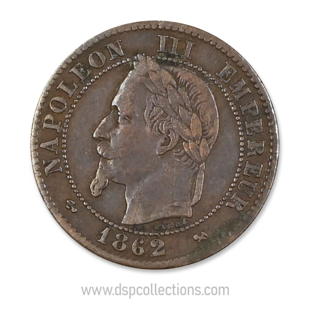 FRANCE, pièce de 2 Centimes Napoléon III, 1862 K / Bordeaux