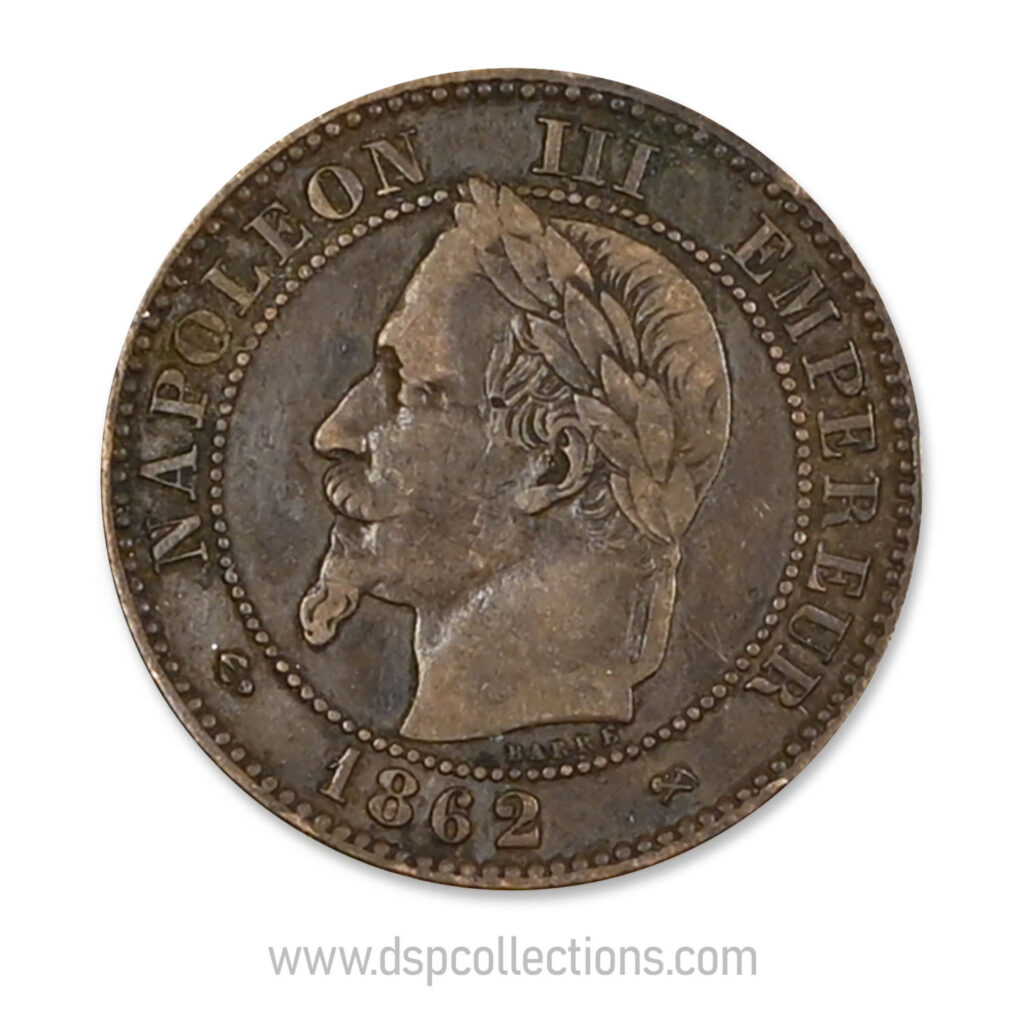 FRANCE, pièce de 2 Centimes Napoléon III, 1862 K / Bordeaux