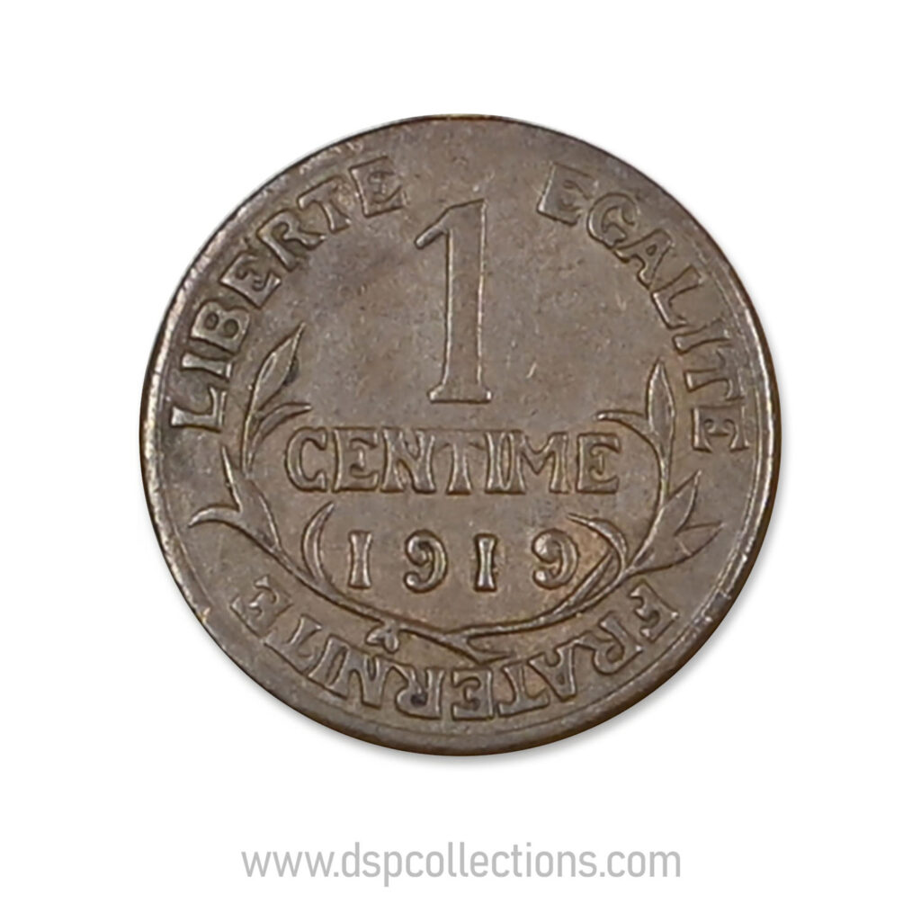 FRANCE, pièce de 1 Centime Daniel Dupuis 1919