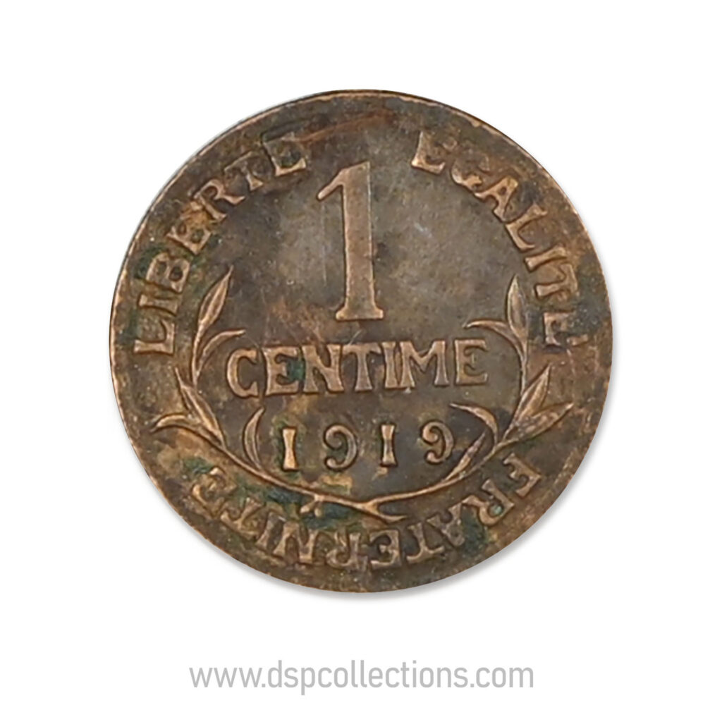 FRANCE, pièce de 1 Centime Daniel Dupuis 1919