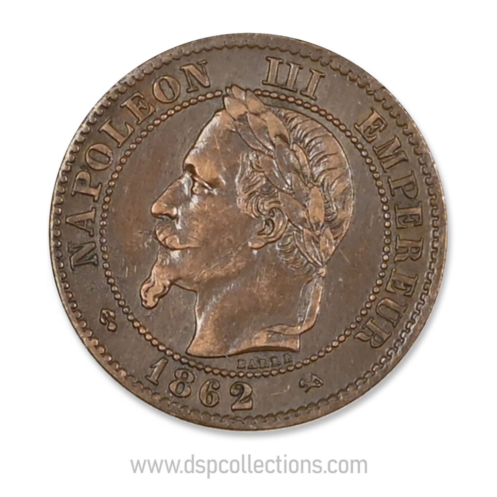 FRANCE, pièce de 2 Centimes Napoléon III, 1862 K / Bordeaux