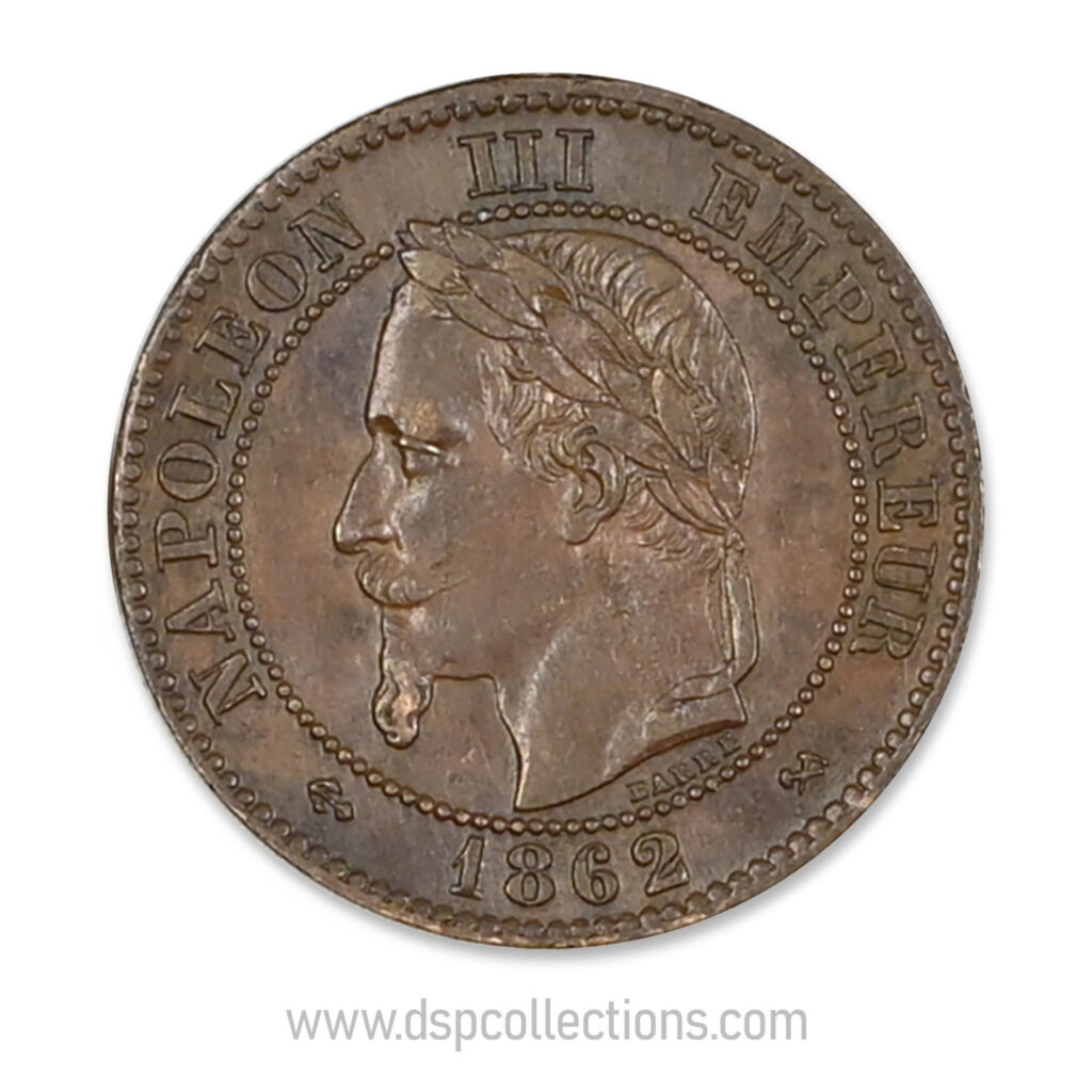 FRANCE, pièce de 2 Centimes Napoléon III, 1862 K / Bordeaux