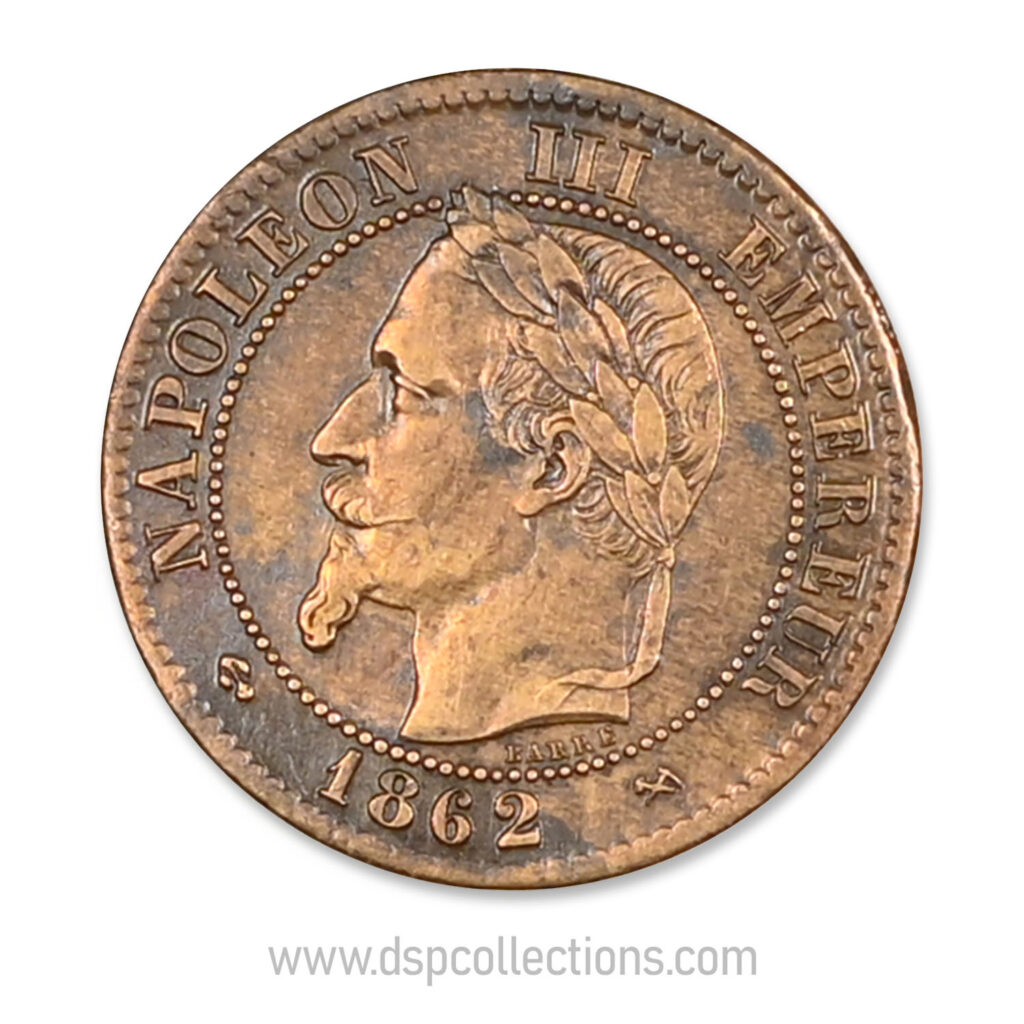 FRANCE, pièce de 2 Centimes Napoléon III, 1862 K / Bordeaux