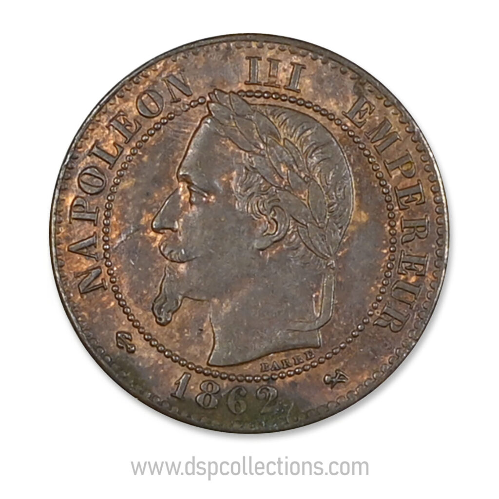 FRANCE, pièce de 2 Centimes Napoléon III, 1862 K / Bordeaux