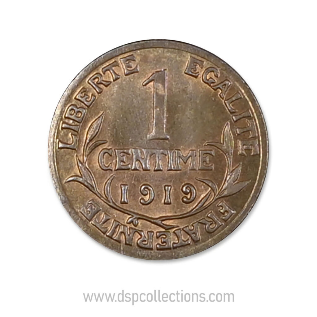 FRANCE, pièce de 1 Centime Daniel Dupuis 1919