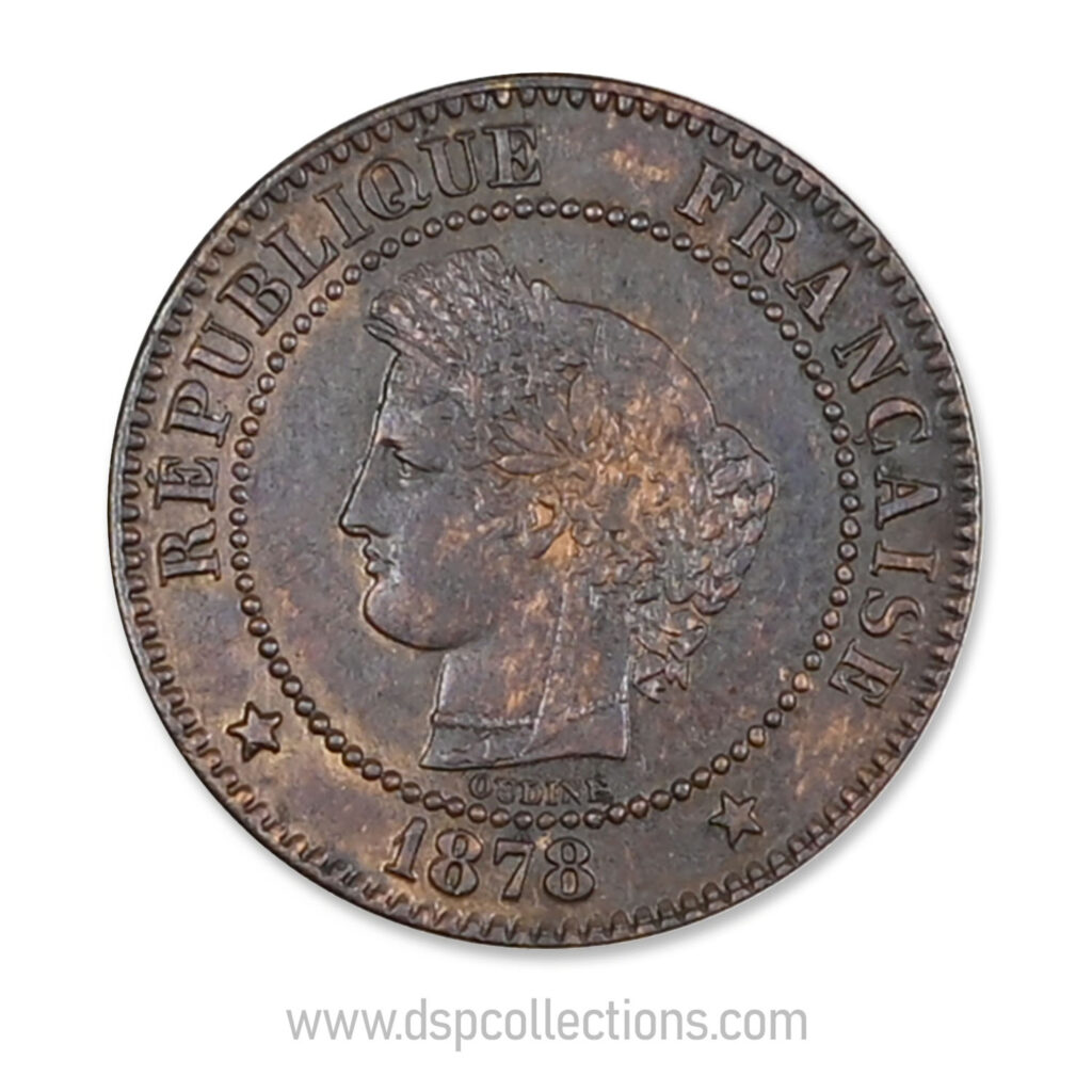 FRANCE, pièce de 2 Centimes Cérès, 1878 K / Bordeaux