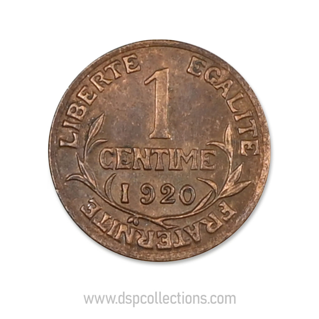 FRANCE, pièce de 1 Centime Daniel Dupuis 1920