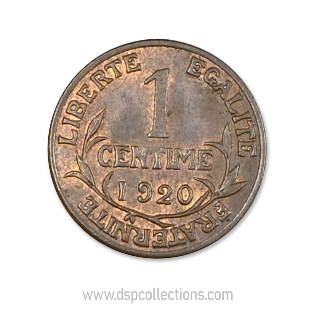 FRANCE, pièce de 1 Centime Daniel Dupuis 1920